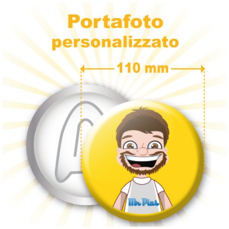 Spilla portafoto personalizzata Ø 110 mm