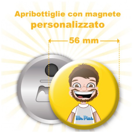 Apribottiglie con magnete personalizzato Ø 56 mm 
