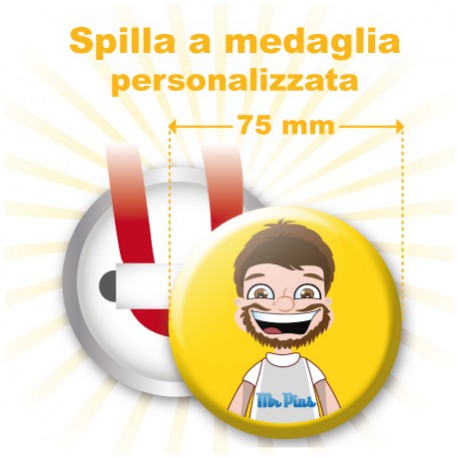 Spilla a medaglia personalizzata Ø 75 mm