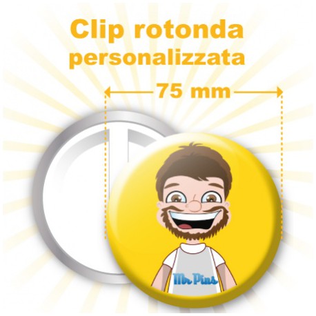 Clip rotonda personalizzata Ø 75 mm 