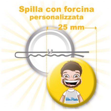 Spilla a forcina personalizzata Ø 25 mm 