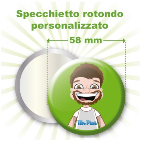 Specchietto rotondo personalizzato Ø 58 mm
