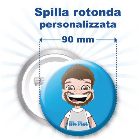 Spilla rotonda personalizzata Ø 90 mm