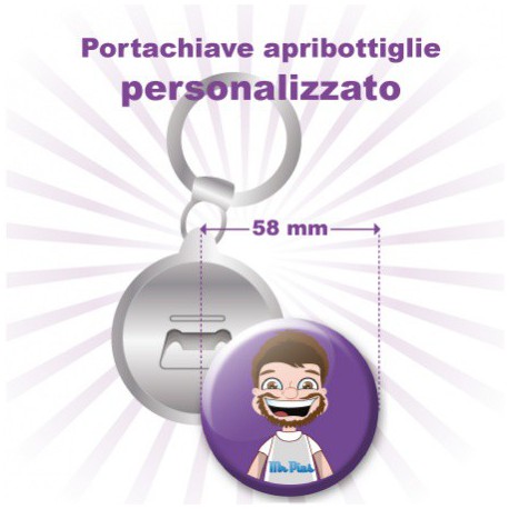 Portachiavi apribottiglie personalizzato Ø 58 mm